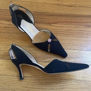 Gianni Milanesi Milano Black Kitten Heel Iridescent Bead Italy Square Toe 36